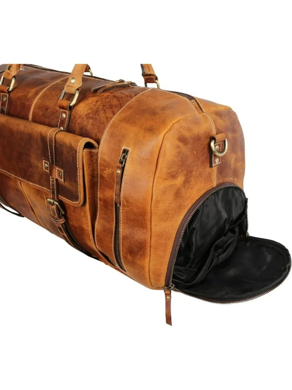 Stylish Leather Duffle Bag for Travel, Gym & Sports - Unisex Holdall Tote